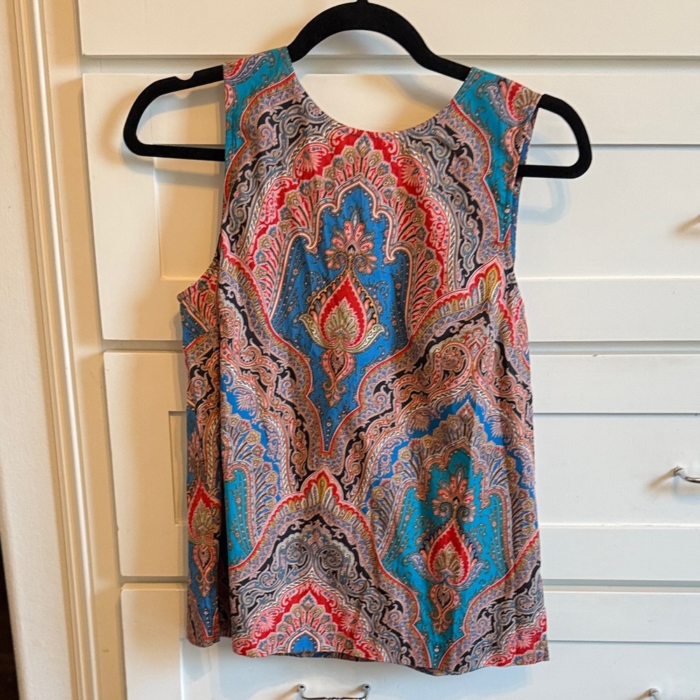 J. Crew Multicolor Paisley Sleeveless Blouse
